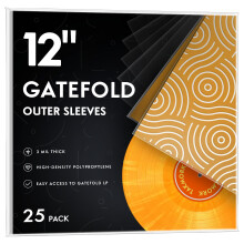 12-inch Gatefold Vinyl Record Outer Sleeves: Crystal Clear Vinyl Plastic Protective Sleeves, 3 Mil Thick, Pack of 25