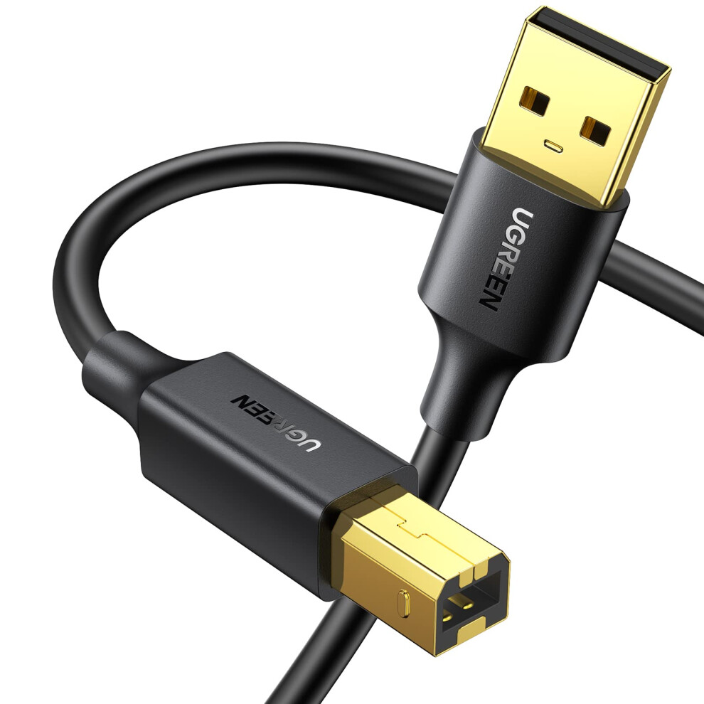 Ugreen Printer Cable Connection Cable Scanner Cable Usb 2.0 A Male To B Male Printer Cable For Hp, Canon, Lexmark, Epson, Dell 1.5M/5Ft 5002062826906