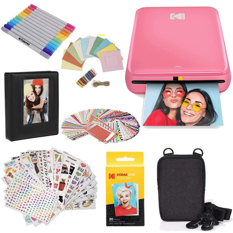 Kodak Step Instant Photo Printer With Bluetooth/Nfc, Zink Technology & App For Ios & Android (Pink) Gift Bundle