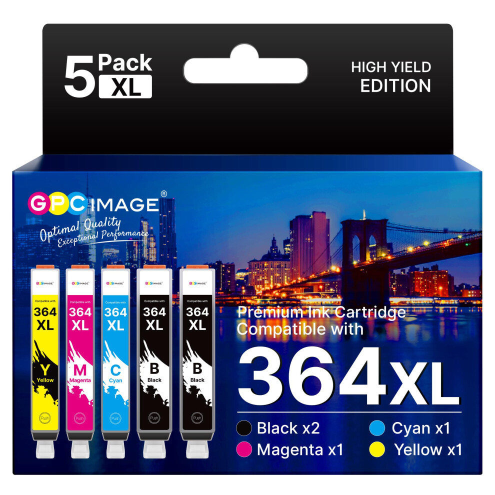 Gpc Image 5-Pack 364XL Ink Cartridges Compatible For Hp 364 Ink Cartridges Multipack For Hp Photosmart 5510 5520 5522 5524 6510 6520 7510 7520 Deskje 8212816910431
