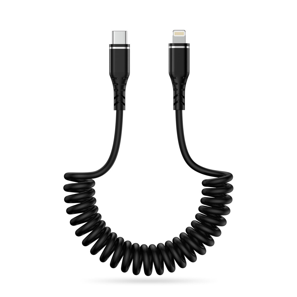Coiled Usb C To Lightning Cable For Car, [0.4M-1.2M] Apple Carplay Cable Cord, Retractable Usb C To Iphone Charger Cable Short Fast Charging Lead For 5007091435921