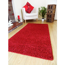 NEW SOFT PLAIN RED SHAGGY MATS MACHINE WASHABLE NON SLIP LARGE SMALL BEDROOM RUGS (50 x 80 CM)