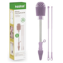 haakaa Silicone Multifunctional Cleaning Brush Kit (Lavender) - Bottle Brush for Breast Pumps, Breast Milk Collector, Baby Bottles, Nipples,