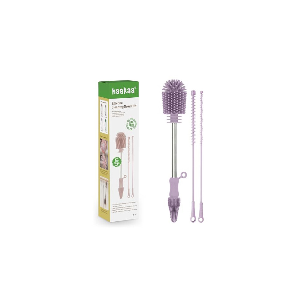 Silicone Multifunctional Cleaning Brush Kit (Lavender) - Bottle Brush For Breast Pumps, Breast Milk Collector, Baby Bottles, Nipples, Lavender Haakaa