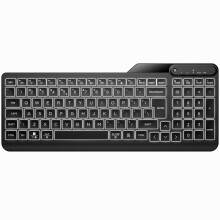 HP 400 Backlit Wired Keyboard | Warm White LED Illuminated Keys w/ 3 Brightness Levels | Slim & Portable Design | 12 Programmable Keys | USB-C cord a