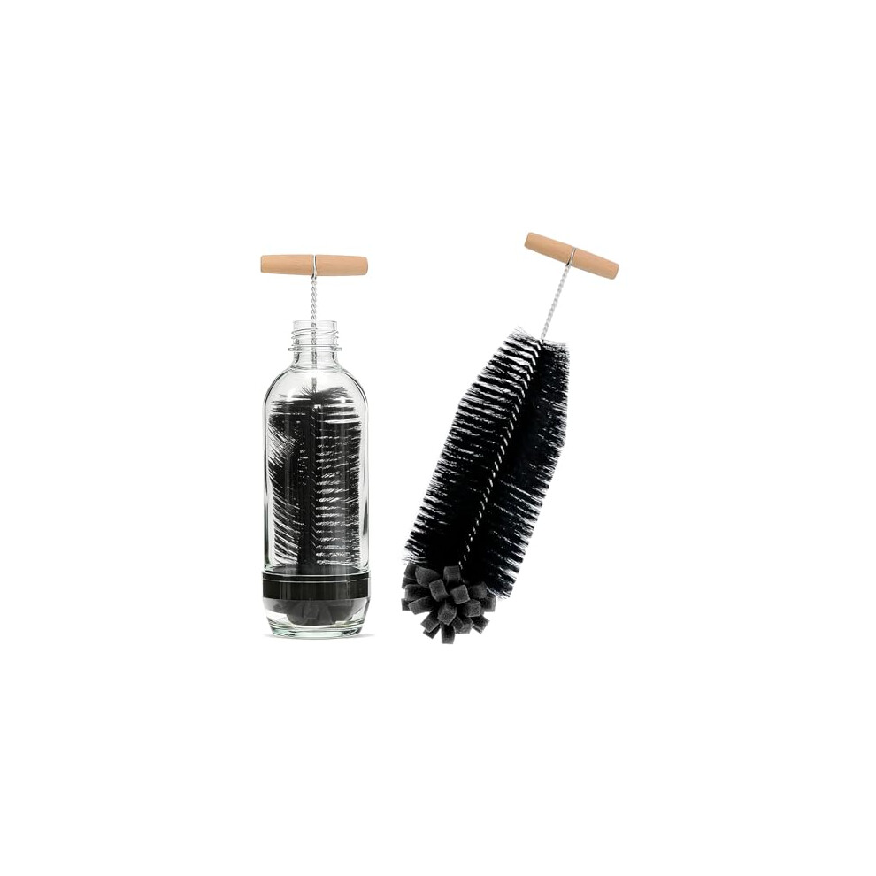 Zatix​Bu Bottle Brushes For Cleaning, Scratch-Free Bottle Cleaner Brush With Wood Handle, Water Bottles Cleaning Brush For Narrow Neck & Sodastream Bottles,