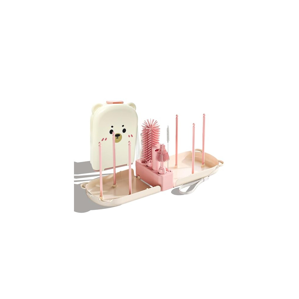 Baby Bottle Brush Set, Silicone Bottle Cleaning Brush With Nipple & Straw Cleaner, Soap Dispenser, Drying Rack, Portable Newborn Feeding Virahyem