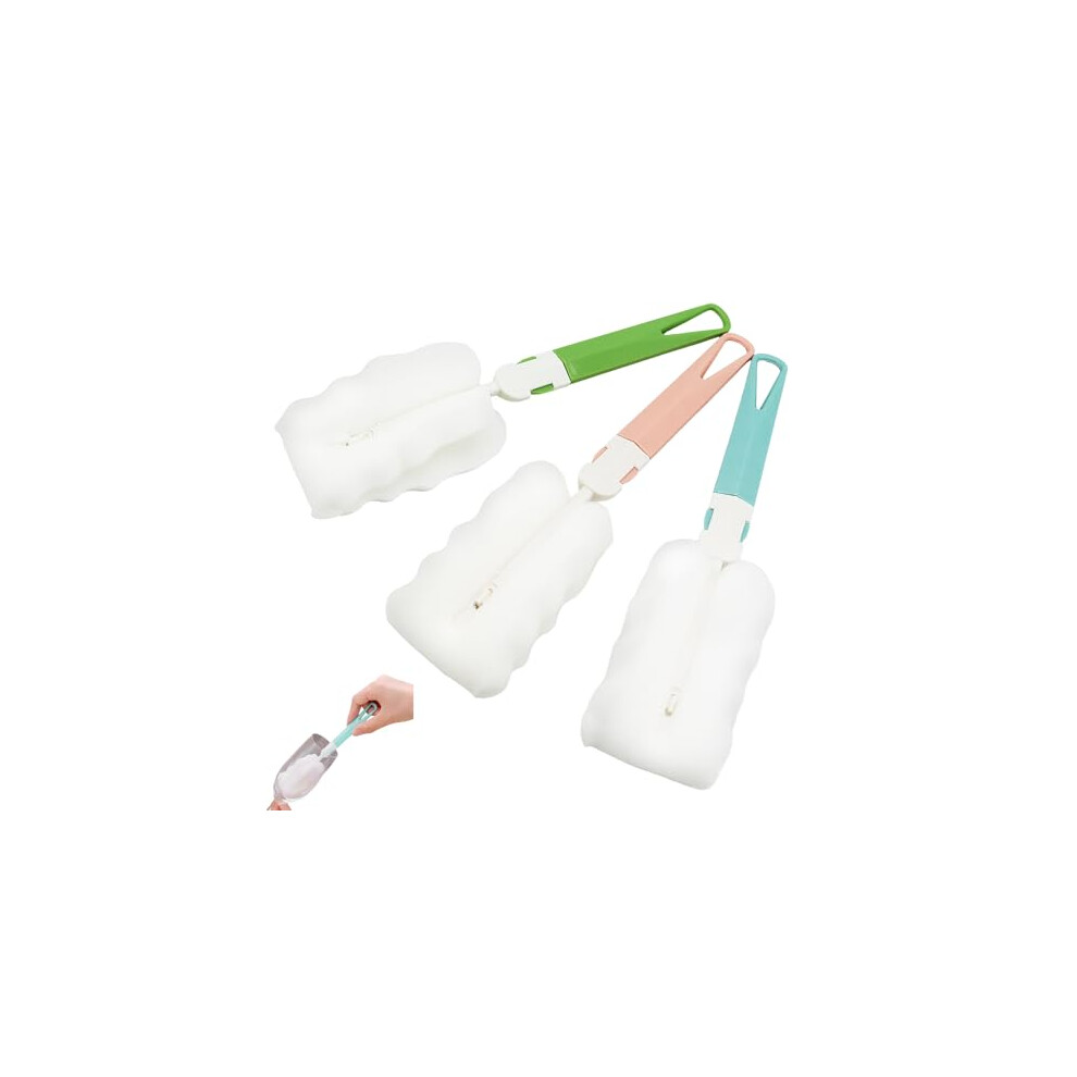 3 Pcs Sponge Bottle Brushes, Soft Sponge Foam Bottles Brush For Cleaning, Long Sponges Bottle Cleaning Brushes, For Cups Mugs Kettles Wine Glasses And Aiwxeeu