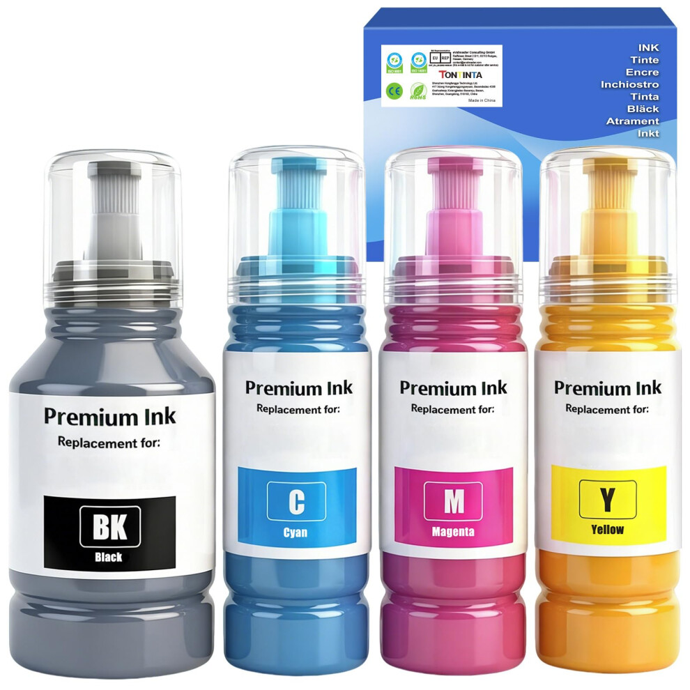 Tontinta Ink Compatible Ink Bottles For Et-2700 2750 2751 Et-2850 2851 2856 Et-2951 2950 2955 2956 2959 Et-3700 3750 Et-3850 Et-4750 Et-4850 Et-15000 1330418596581