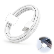 Wowsofty 140W USB‑C to MagSafe 3 Charging Cable 2 m for MacBook Pro 14"/16" (M1/M2/M3/M4) and MacBook Air 13"/15", Fast Charge Braided Magnetic Cabl