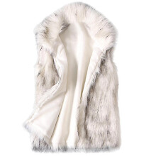 (S) Women's Wool Vest Faux Fur Vest Stand Collar Faux Fur Coat Vest Jacket