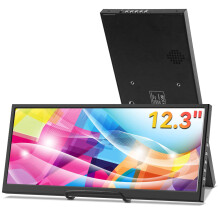 12.3 Inch Secondary Monitor, IPS Stretched Bar LCD Travel Display 1920 * 720 HDMI USBC, Mini Portable Monitor Metal Material for Laptop Computer Wind