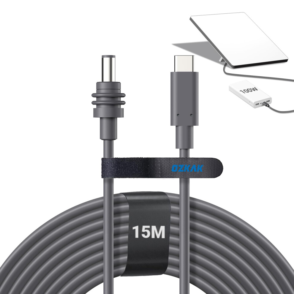 Ozkak Usb C To Dc Power Cable 15M For Starlink Mini, Waterproof Usbc Cord Works With 100W + Power Bank And Pd Charger, 18Awg ( 0,75Mmâ²), Usb-C Lea 7394553041119