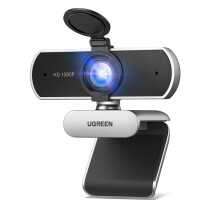 UGREEN Webcam, Full HD 1080P/30fps Webcam for Laptop, Clear Stereo Audio Mics, Auto Light Correction, 85 View Web Cam USB Camera for Live Streaming,