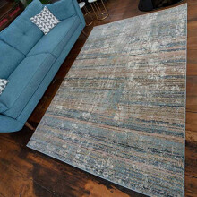 Modern Beige Navy Blue Distressed Painterly Abstract Large Living Room Rug Super Soft Low Pile Bedroom Hall Lounge Carpet Area Rug 190cm x 280cm