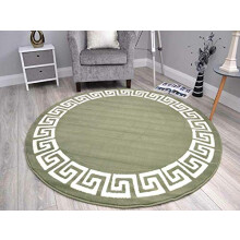 RSM RUGS Small Medium Large Green Cream Pattern Round Circle Circular Floor Rugs Cheap UK