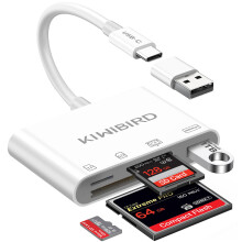KiWiBiRD CF Card Reader Compact Flash Card Reader USB C, Type C to SD Micro SD for Memory Camera Cards, Compatible with iPhone 17 16 Plus Pro Max Mac