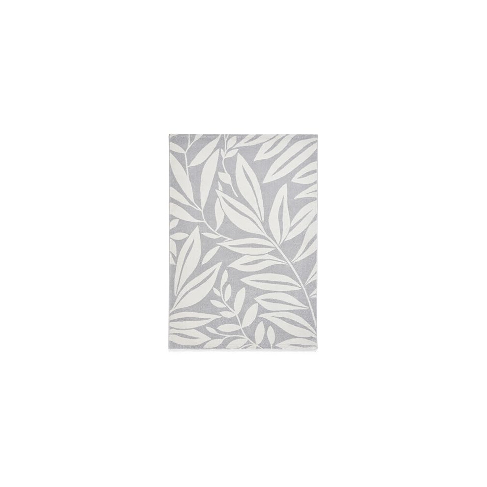 Think Rugs Catherine Lansfield Sorral Leaves Botanical Rug, Grey
