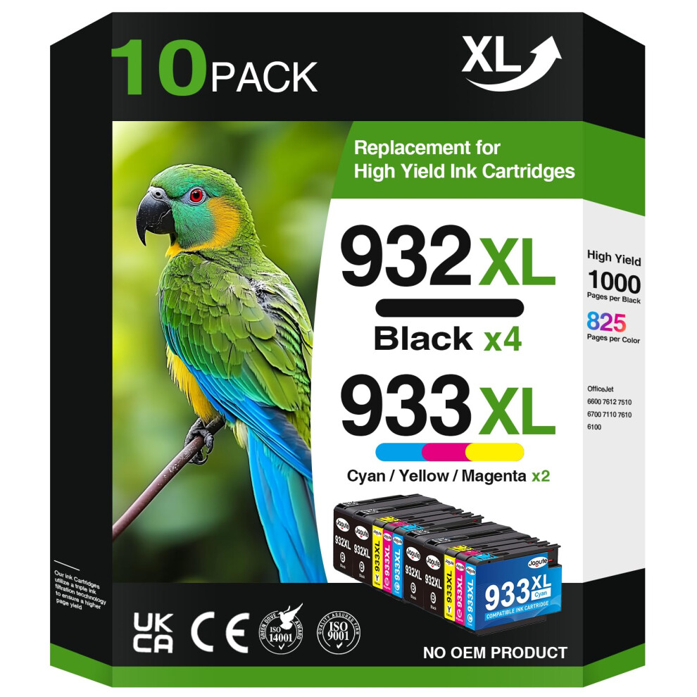 10 Pack 932XL 933Xl Ink Cartridges For Hp 932 Xl 933 Xl Ink Cartridges Combo Pack Compatible With Hp Officejet 6600 7612 7510 6700 7110 7610 6100 Pri 8305412493139