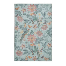 Think Rugs Catherine Lansfield Amaya Tropical Birds Washable Rug, Green