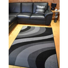 Trend Silver Grey And Black Wave Rug. 8 (120cm x 170cm)