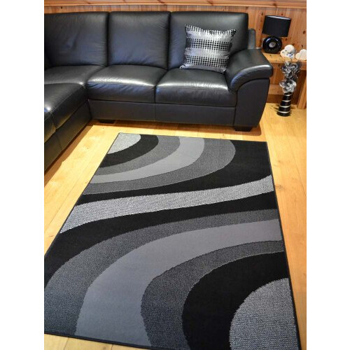 Trend Trend Silver Grey And Black Wave Rug. 8 (120cm x 170cm)