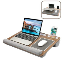 Laptop Tray with Pillow Cushion - Adjustable Lap Desk for Bed & Sofa - Built-in Mouse Pad, Wrist Rest & Phone Holder - Fits Up to 17" Laptops - Porta