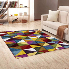 Household Small Large Modern Design Luxury Hand Carved Carpet Floor Area Rugs Multi Colour Triangle 80 x 150