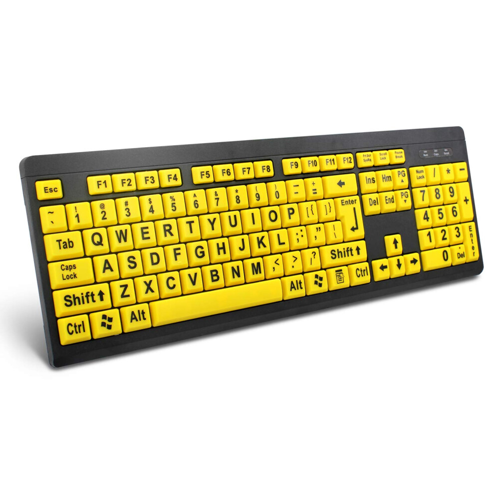 Boogiio Large Print Computer Keyboard Wired Usb High Visibility Keyboard, Elderly High Contrast Keyboard, Us Layout-Oversized Letter For Visually Imp 5006927102617