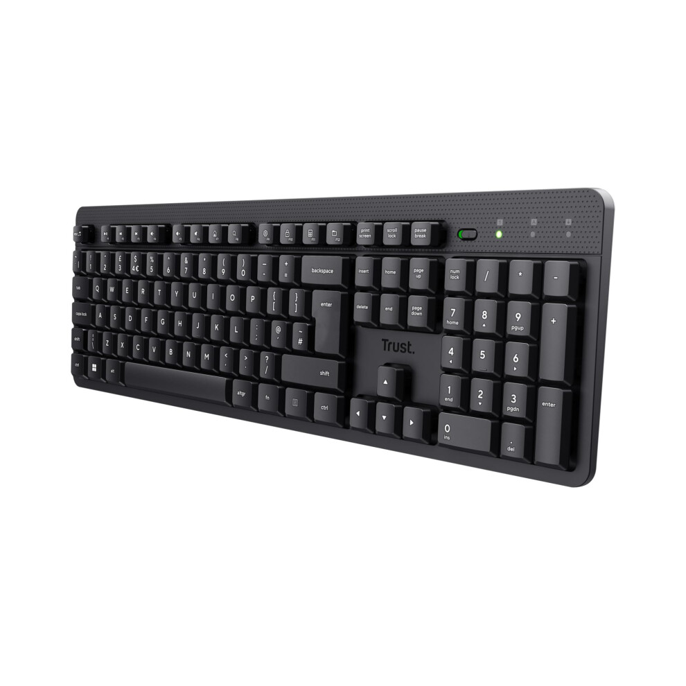 Trust Ody Ii Silent Wireless Keyboard Qwerty Uk Layout, Membrane Low Profile Keys, Usb Receiver 2.4Ghz, Spill-Resistant, Batteries Included, Quiet Co 5000720400192