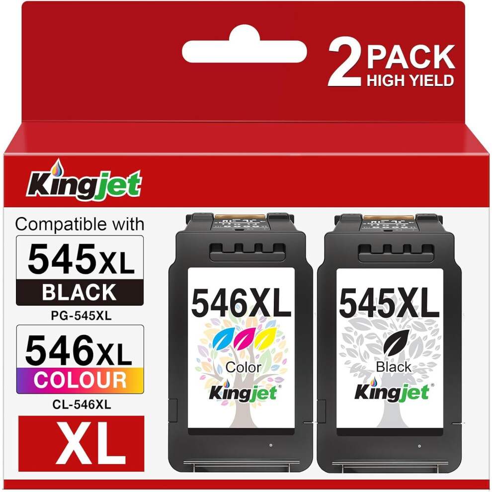 Kingjet 545 546 Ink Cartridges Pg-545Xl Cl-546Xl Replacement For Canon 545 546 Ink, High Yield Compatible With Pixma Ts3350 Ts3150 Mg3050 Tr4650 Mx49 7680786187879