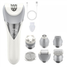 Electric Trimmer for Women 6 in 1 Painless Wet & Dry Women Shaver for Arm, Underarm, Bikini, Legs, Replaceable Heads