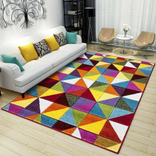Multicolour Geometric Rug for Living Room Premium Polypropylene Carpet Soft Durable Anti Slip Washable Area Rug Modern Rainbow Scale Design for