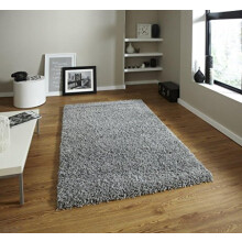 Think Rugs Vista 2236 Shaggy Heat Set Yarn Rug, Grey, 160 x 220 Cm