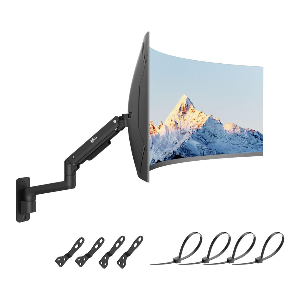 Wali Single Monitor Wall Mount For 17" To 49" Screen, Ultrawide Monitor Mount, Full Adjustable Wall Mount Monitor Arm Holds Up To 20 Kg, Vesa 75 & 10 1215674112600