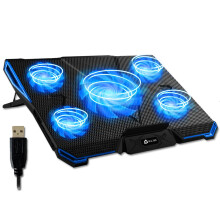 KLIM Cyclone Laptop Cooling Pad - New Version-5 Fans Laptop Cooler - No More Overheating - Gaming cooling pad - Increases PC Performance and Life Exp