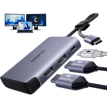 llano HDMI Splitter Extended Display for Dual Monitors 3 Separate Screens, USB-C to Dual HDMI MST Adapter 4K@60Hz 2K@144/ 120Hz PD100W HDR10+ MST HDM