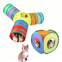 2Pcs Cat Tunnels, Collapsible Pop Up Cat Play Cube Tent with Bell Rabbit Bunny Tunnel and Hides for Indoor and Outdoor Use Suitable for Guinea Pigs