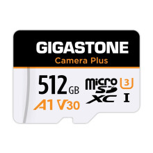 [GIGASTONE] 512GB Micro SD Card, Camera Plus, GoPro, Action Camera, A1 Run App for Smartphone, 100MB/s, 4K Video Recording, Micro SDXC UHS-I A1 U3 Cl