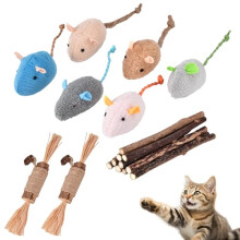 GaiusiKaisa Catnip Mouse Toys-18pcs Cat Toys for Indoor Cat Adult & Kitten Toys Set for Playing Chewing, Silvervine Sticks, Cleaning Teeth Natural