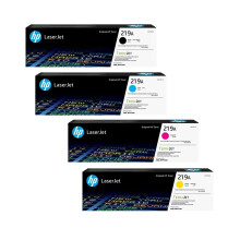 HP Original 219A Black, Cyan, Magenta, Yellow Toner Cartridges Set Multipack in original Box with Hologram, compatible with: Color Laserjet Pro 3202,
