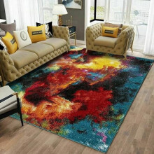 Multicolour Geometric Rug for Living Room Premium Polypropylene Carpet Soft Durable Anti Slip Washable Area Rug Modern Rainbow Scale Design for