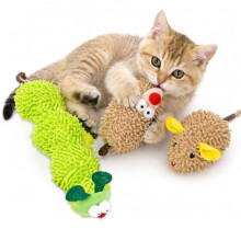 AXHOME 3 Pack Cat Toys, Interactive Plush Catnip Toys for Indoor Cats Kitten – 1 Mouse + 1 Hedgehog + 1 Caterpillar Toy, Cat Toys Catnip Toys for