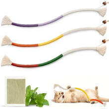 MOXYOY Natural Catnip Chew Rope,3 Pcs Cat Rope Toy,Cat Chew Toy Bite Rope,70 CM Organic Cotton Cats Chew Rope,Interactive Cats Toys for Indoor,Stress