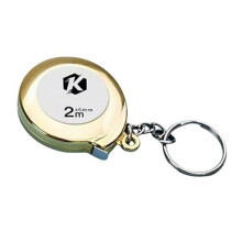 Mini multifunctioneel sleutelhangertje met uitschuifbaar meetlint van 2 meter, zilverkleurig, compact meetinstrument voor dagelijks gebru