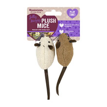 Rosewood Jolly Moggy 100% Natural Catnip Mice, Cat Toy, Pack of 2 – Premium Plush Catnip-Infused Mice for Engaging Play & Stimulating Hunting