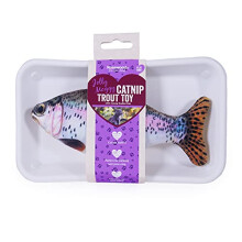 Rosewood Jolly Moggy Trout Cat Toy – Natural Catnip Plush Kicker Toy, Soft Fish Shape with Eco‑Friendly Packaging – Stimulates Pouncing,