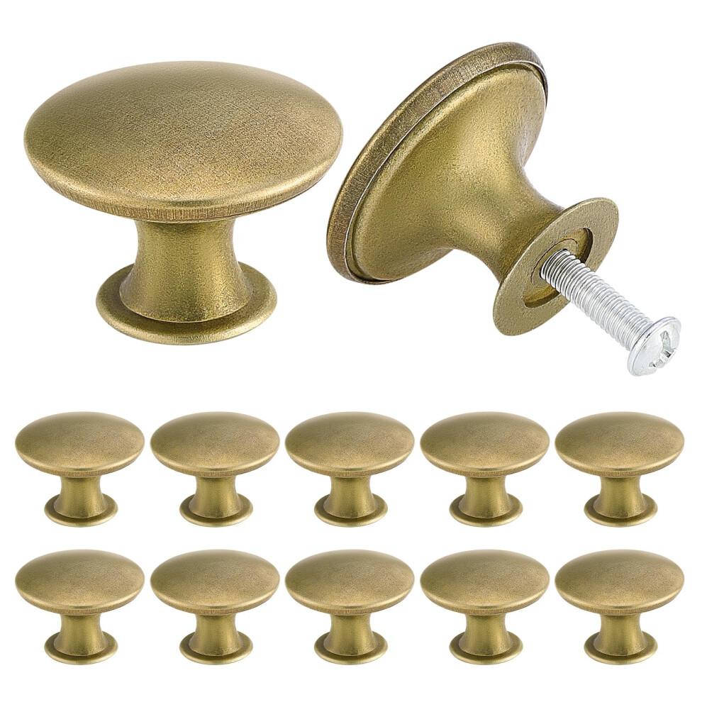 Tsunnee 12Pcs Vintage Cabinet Knobs, Chic Drawer Knobs, Antique Brass Kitchen Cupboard Handles, 30Mm Round Furniture Door Knobs 6975207825012