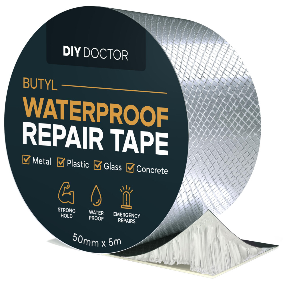 Diy Doctor Waterproof Tape For Leaks Â 1 Pack Of 50Mm X 5M - Butyl Roof Sealant Tape - Outdoor Waterproof Repair Tape With Aluminium Foil 8056165884964