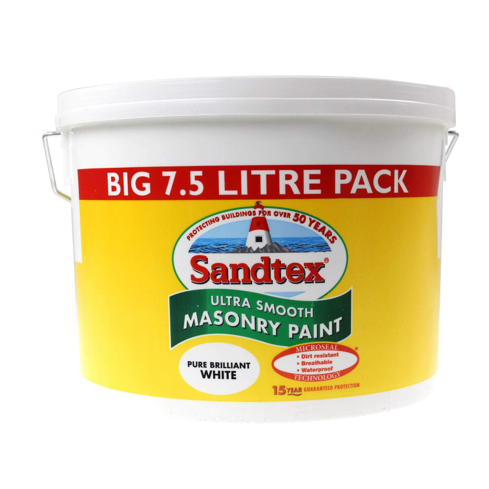 Sandtex Ultra Smooth Masonry Paint - Pure Brilliant - 7.5 Litres White
